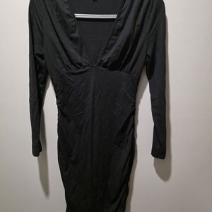Elegant Black V-Neck Dress